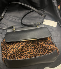 Soft Leopard Print Handbag By Lipsy London BNWT Black Top Front Bottom and Back