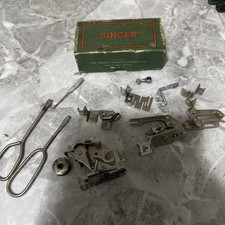 Singer Sewing Machine Attachments Box Bundle Metal Parts Set vintage
