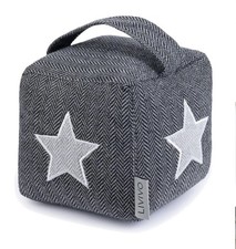 Fashionable Cube Door Stopper in Grey Star Print – Safe for Children & Pets