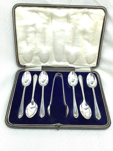 Cased set six silver - cased,