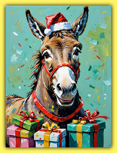 Donkey christmas greeting card - donkey,