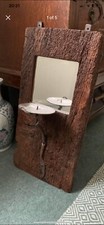 Antique Oak Mirror Candle Sconce