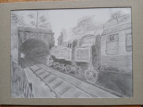 Locomotives 80136 entering - locomotives,