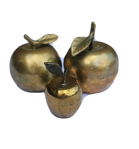 Vtg brass apple figurine - vtg,