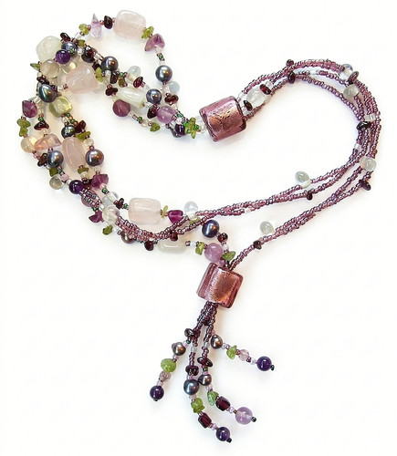 Real pearl peridot - , amethyst