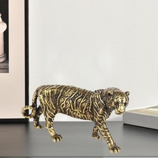 Modern Tiger Statue Sculpture Copper Figurine Coffee Table Home Office Gift