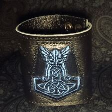 Thor's Hammer Mjolnir wristband bracelet Cuff Viking Biker Gothic metal archery.