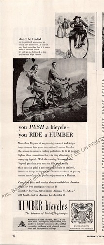 Humber bicycle print 1948 - print,