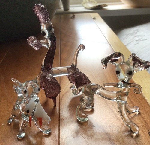 Three glass animal - glass, figurines