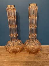 Pair Pink Hobnail Silver