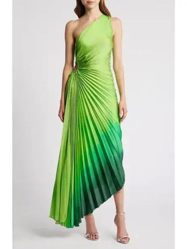 Mango one shoulder ombre green - mango,