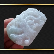 Translucent Dragon Carved Pendant Jadeite Jade Grade A Untreated Gem A
