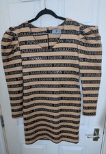 Paparazzi Fashion Brown Striped Bodycon Dress Size UK 12