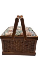 Sewing Box with Woven Design and Floral Cushion Lid Handles T2750 NVB
