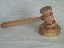 OAK GAVEL & BLOCK ENGRAVED TRADITIONAL FULL SIZE AUCTIONEER BEST MAN 