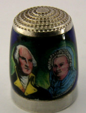 PETER SWINGLER AMERICAN INDEPENDENCE STERLING SILVER ENAMEL THIMBLE NEEDLEWORK
