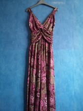 Next Pink Mix Paisley Print Sleeveless Tie Back Jersey Maxi Dress Size 12
