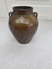 Vintage Brown Glazed Earthenware Storage Jar, Planter/ Flower Vase