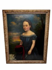 ? 19th Century Portrait Eliza Maddock of Onchan Isle of Man With Havanese Dog