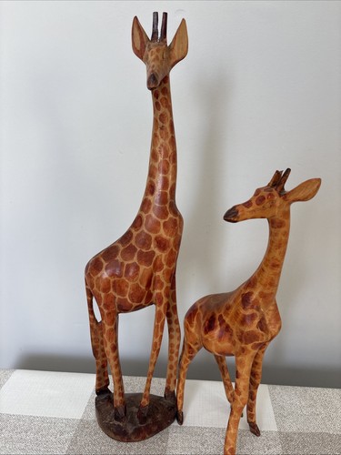 Pair wooden giraffes - wooden,
