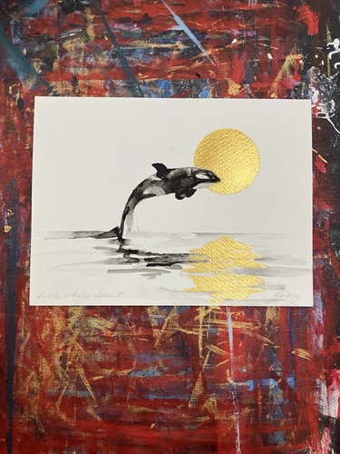 Original killer whale sunset - original,