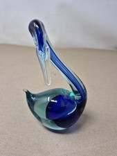 Glass Swan Blue Green & Clear