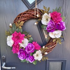 Spring Summer Front Door Wreath Pink And Purple - Handmade Pink & Purple Wreath