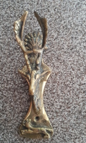 Antique solid brass deer head - brass,