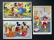 POSTCARDS x 3 VALENTINE & SONS BY PERMISSION OF WALT DISNEY MICKEY MOUSE PLUTO