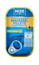 Pack of 10 Tins x 125g Premium mackerel fillet skinless in Sunflower Oil NIXE