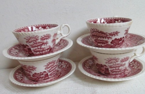 Spode pink tower plates - plates, cups
