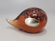 Vintage Wedgwood Brown & Black Speckled Glass Hedgehog Paperweight