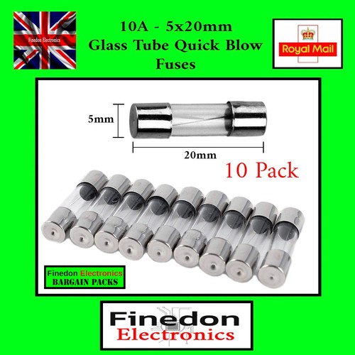 10x 10a 5x20mm tube - 10a, fast