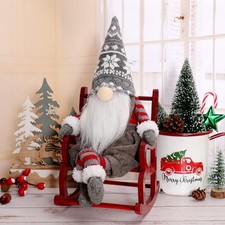 Handmade Christmas Gnome Plush Rocking Chair Santa, Scandinavian Tomte Nisse,...