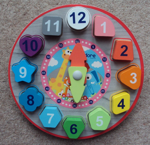 Wooden toy clock shape - toy,