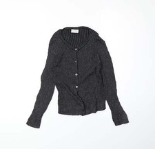 Matalan Girls Black Scoop Neck Cotton Blend Cardigan Size 9 Years Button
