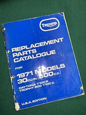Triumph T100R T100C Trophy 500 USA 1971 Replacement Parts Catalogue Book Manual