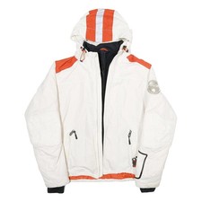 NAPAPIJRI Mens White & Orange Nautical Zip Jacket XL Polyamide Blend Outdoor