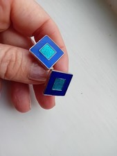 VINTAGE ENAMELLED CUFFLINKS, BLUE & TEAL ENAMEL, MENS CUFFLINKS