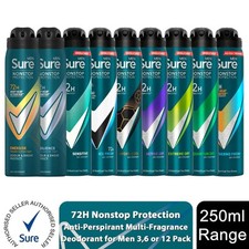 Sure Men Anti-perspirant 72H Nonstop Protection Multi-Fragrance Deodorant, 250ml