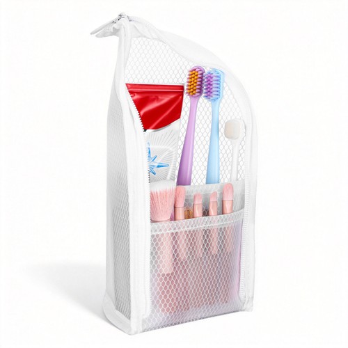 White reusable toiletry bag - reusable,