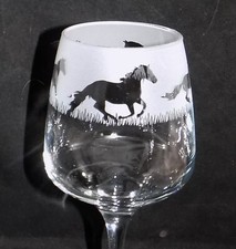 New 'HORSE' Hand Etched Large Wine Glass with Gift Box - Unique Gift!
