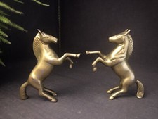 Solid Brass Pair of Rearing Horses