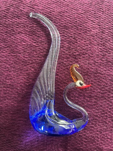 Vintage murano style swan blue - swan,