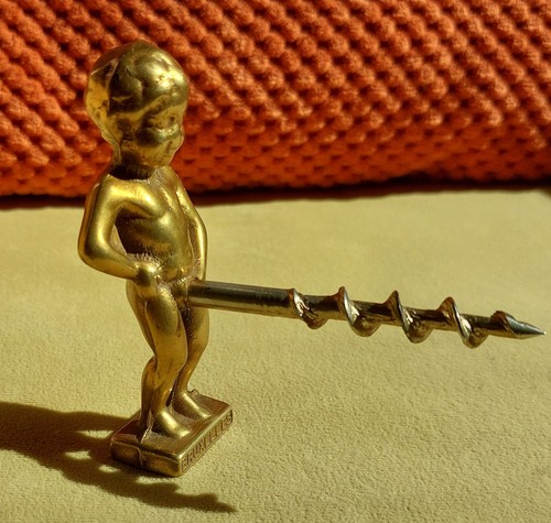 Vintage brass corkscrew - vintage,