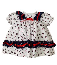 Baby Girl Sailor Dress 0–6m – Vintage Blue White Red Party Frock Pam Wear Rare