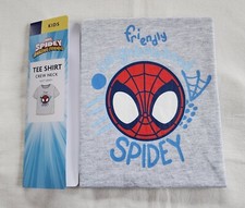 Marvel Spiderman Spidey Boys Grey Short Sleeve Printed T Shirt Size 7-8 New