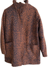 Harvey & Jones Anne Wool-Blend Coat – British Quality, Brown & Navy, Size 20