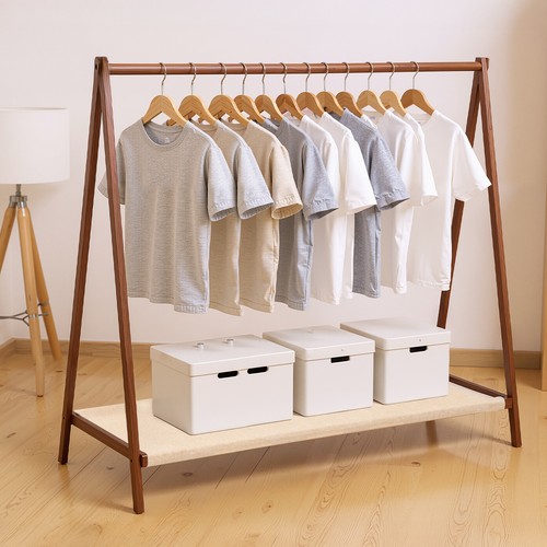 Folding bamboo clothes rail - folding,