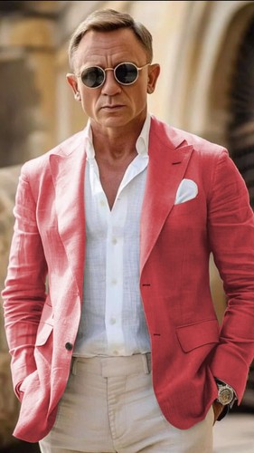Summer linen men suits - men's, peak